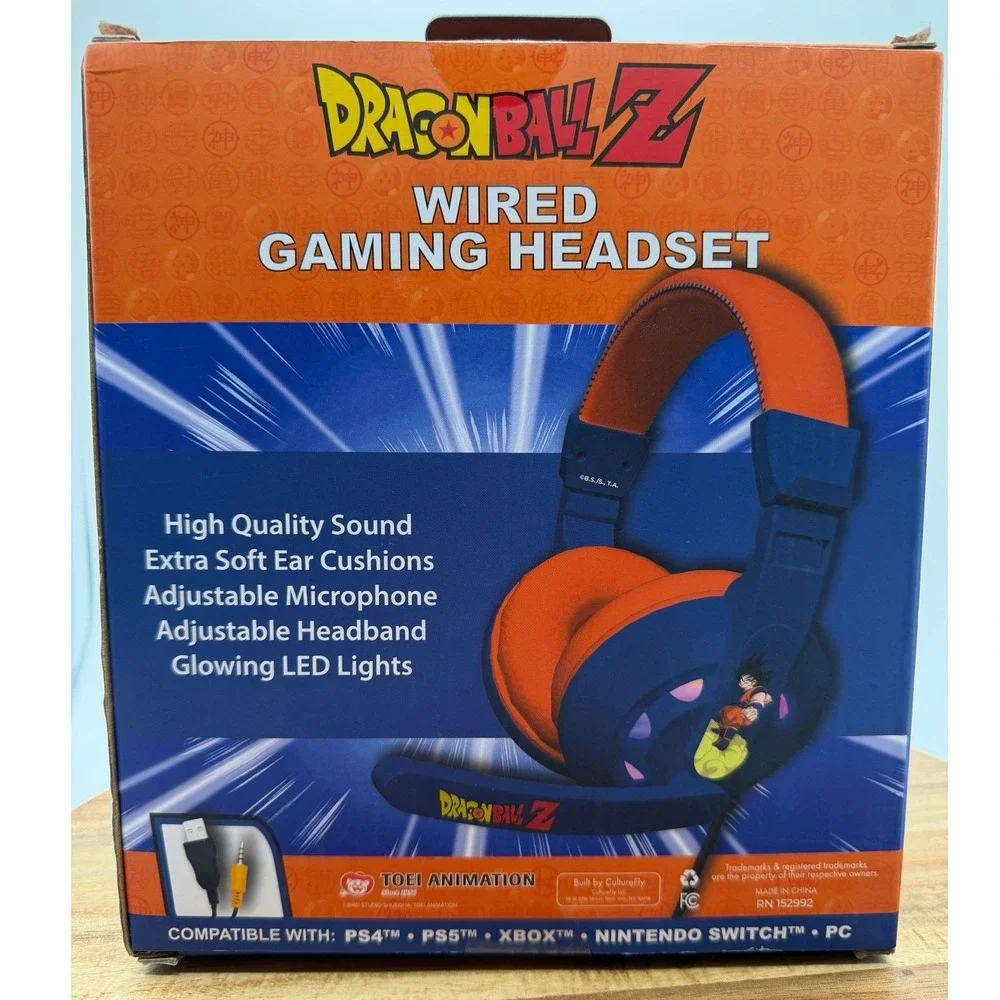 Dragon Ball Z Wired Gaming Headset LED Goku Blue Orange PS5‎ Xbox Switch PC New